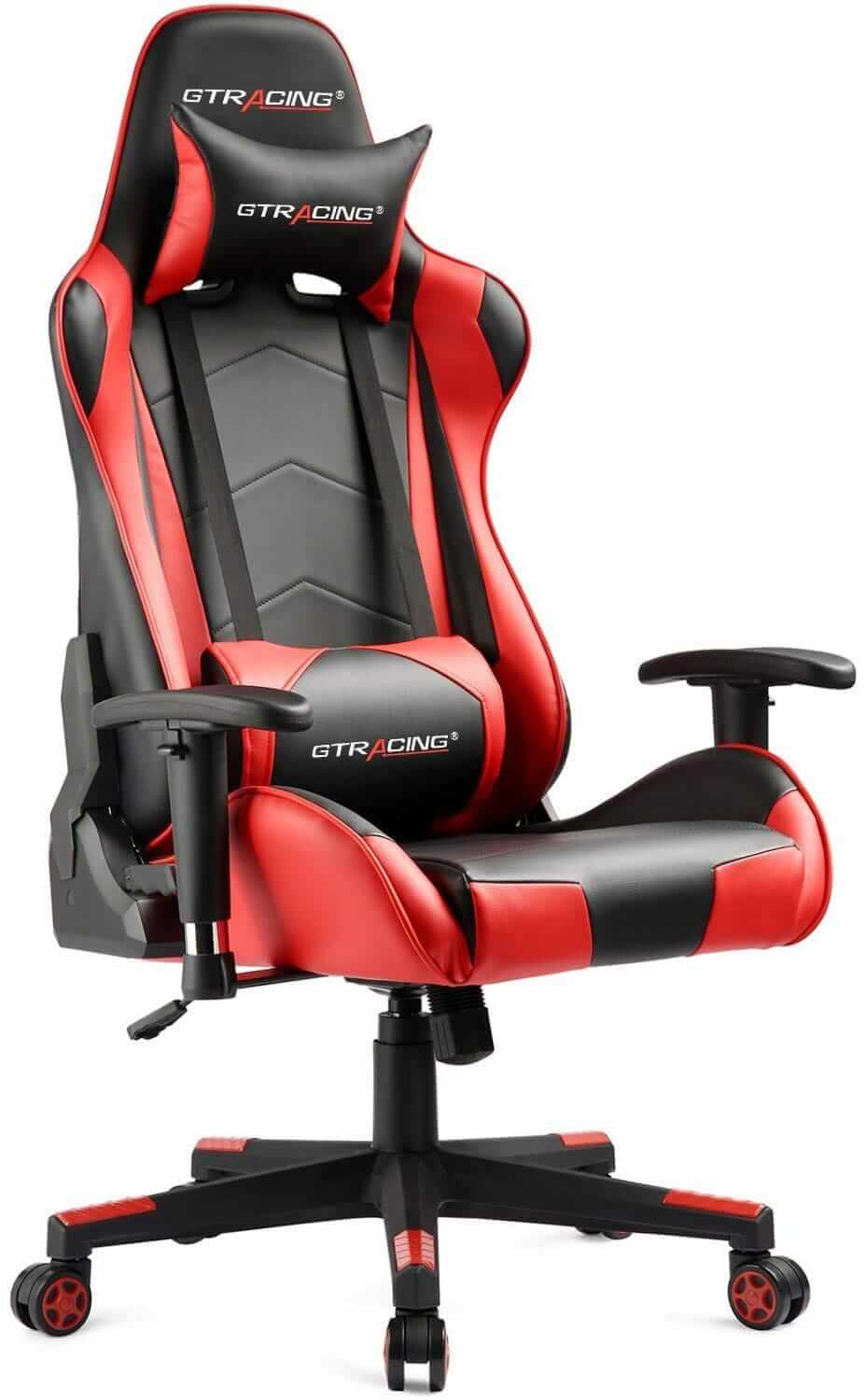 Grey Ergonomic Video Gaming Office Chair PU Leather Bucket Seat Racing Desk Red Chairs with Lumbar Support 3-Years Warranty 